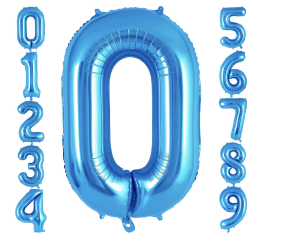 Blue foil number balloons